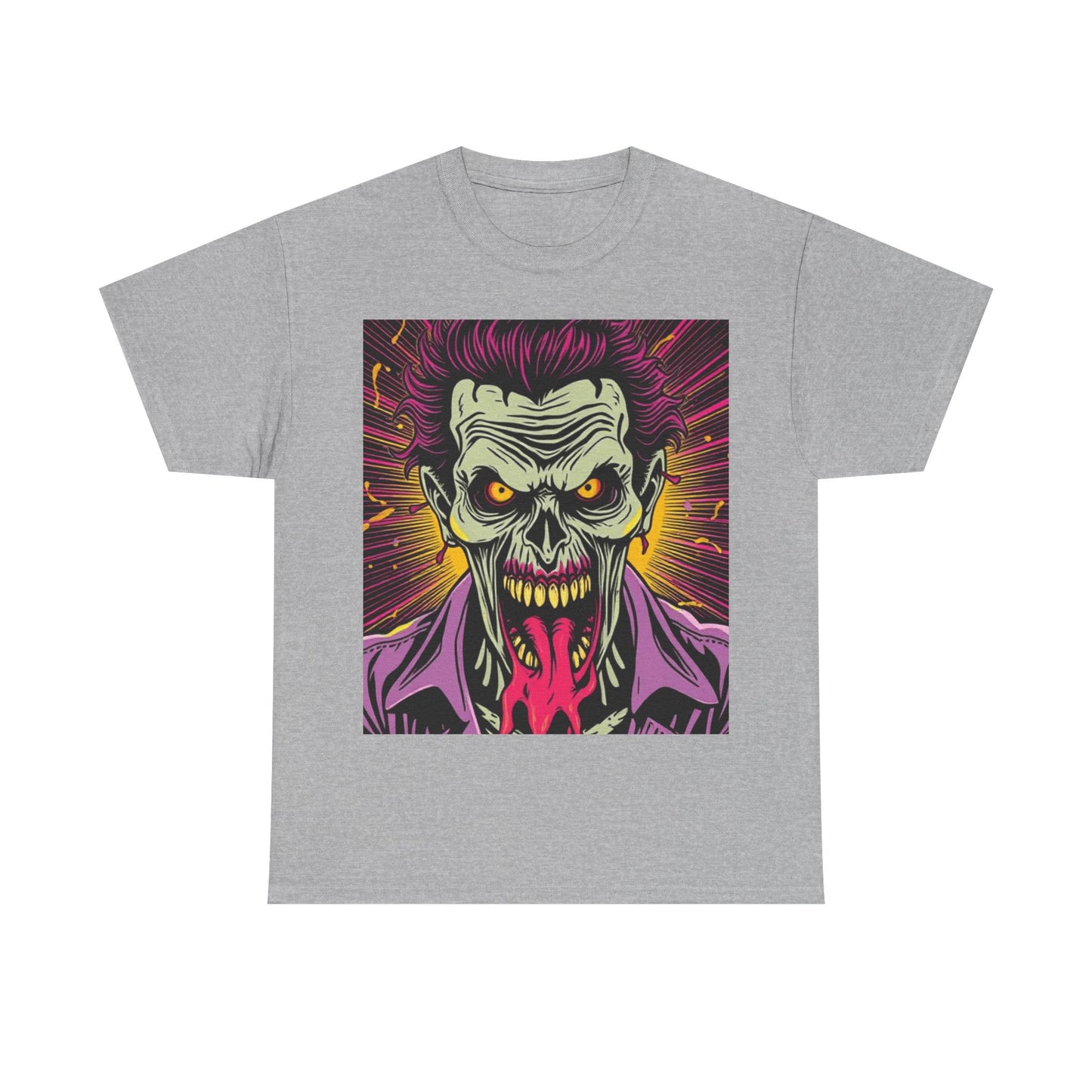UK - Unisex Heavy Cotton Tee - Vibrant Zombie Joker Graphic Tee