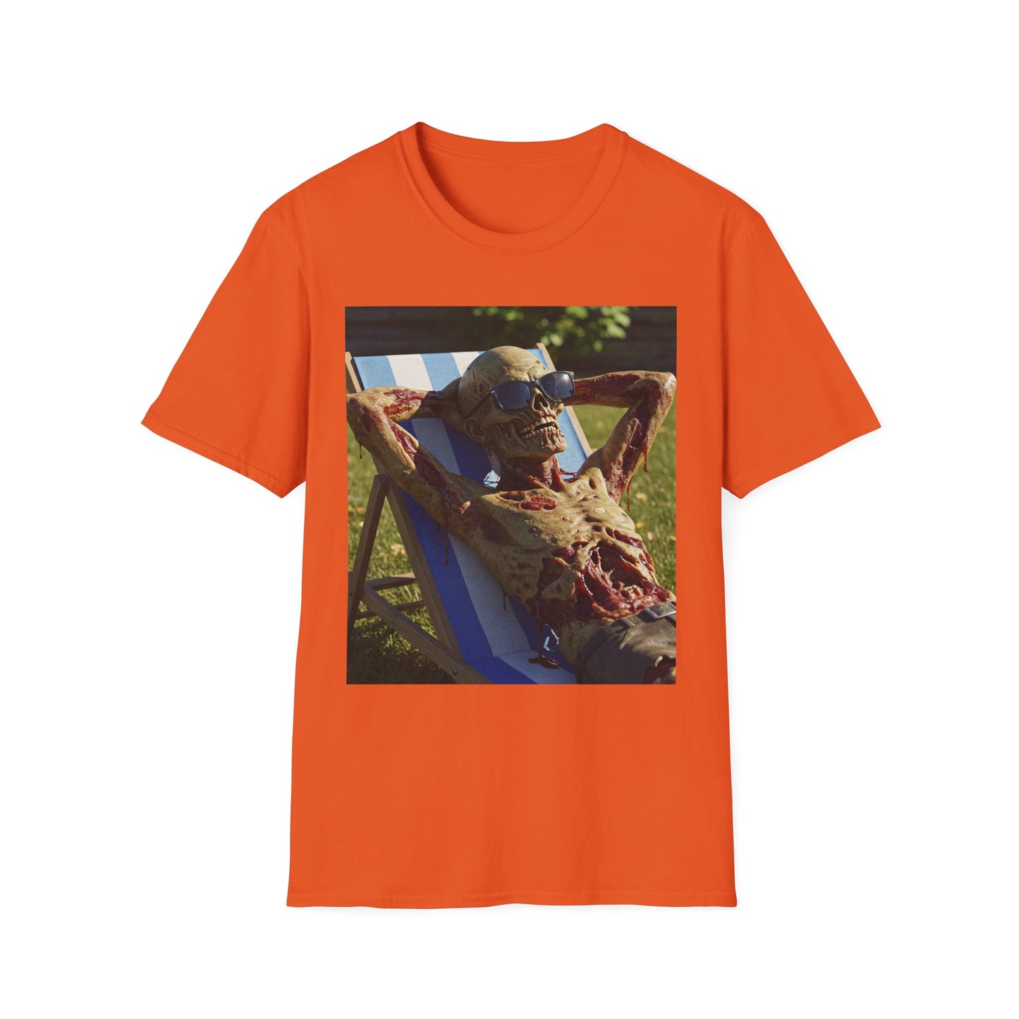 Chillin' Skeleton Unisex Softstyle T-Shirt - Casual Halloween Vibe