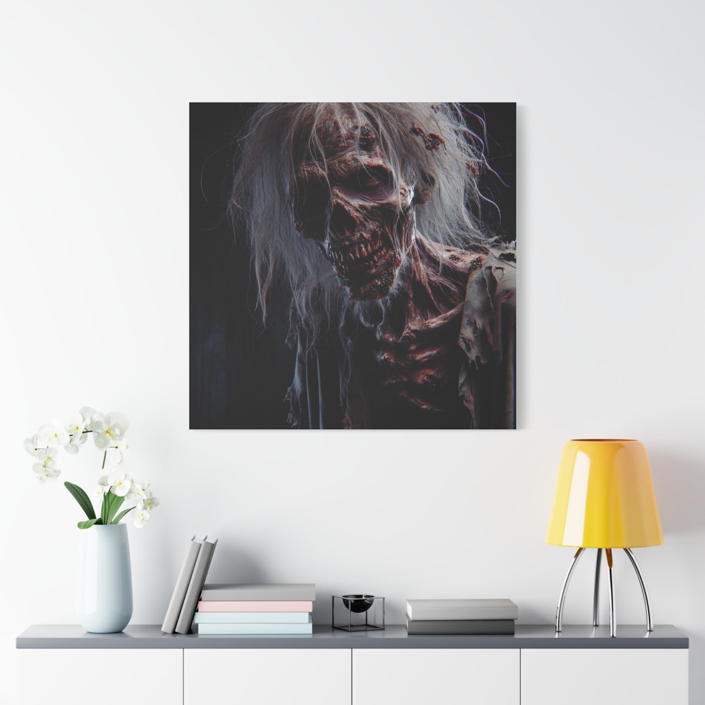 Creepy Zombie Wall Art Canvas - 12" Horror Decor