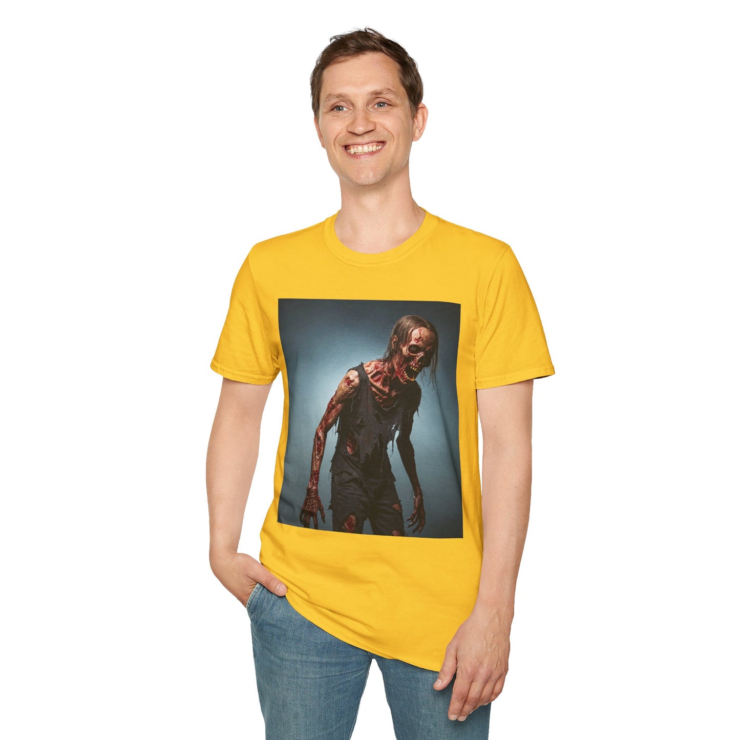 Zombie Graphic Unisex Softstyle T-Shirt - Perfect for Halloween and Horror Fans