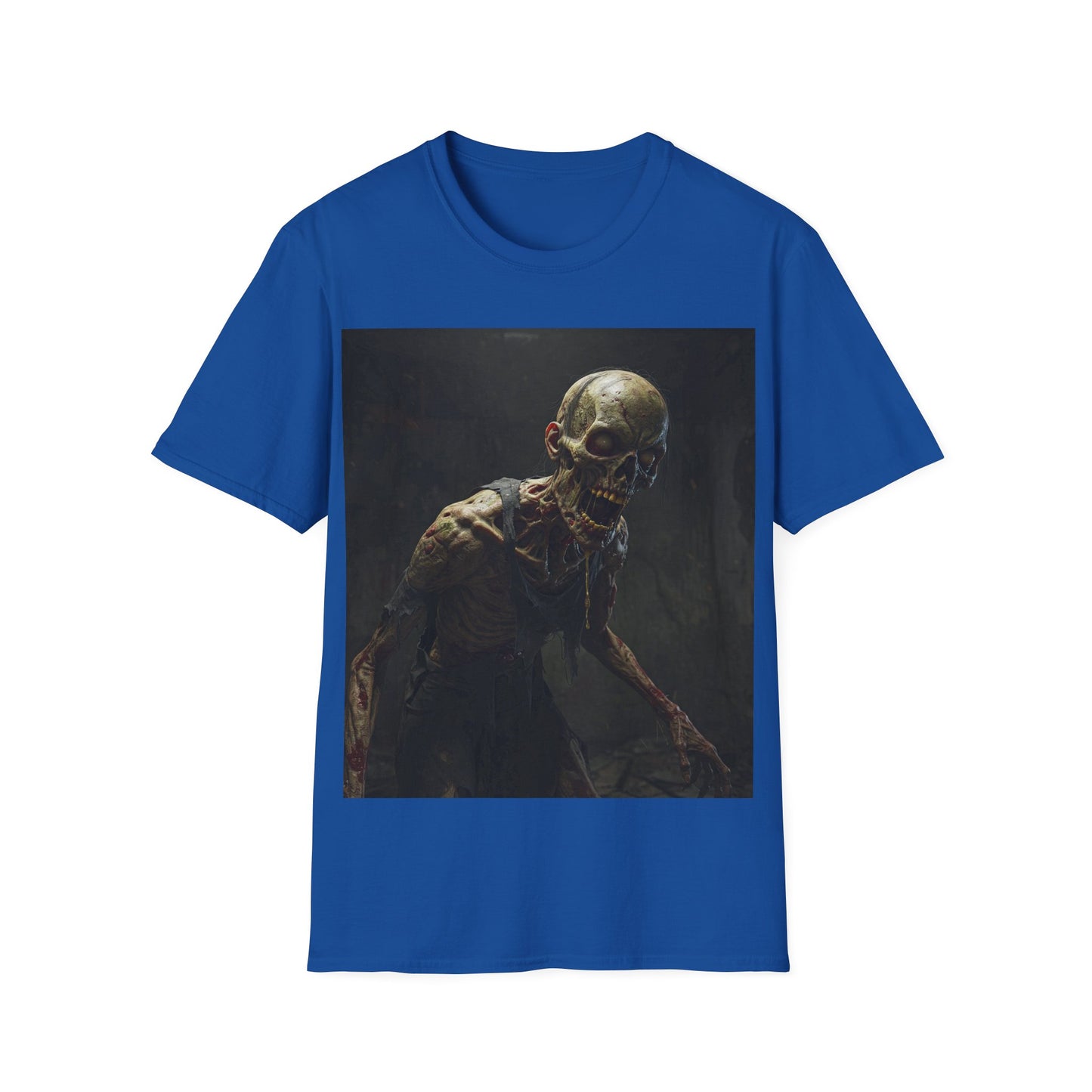UK - Creepy Zombie Unisex Softstyle T-Shirt - Perfect for Halloween & Horror Fans
