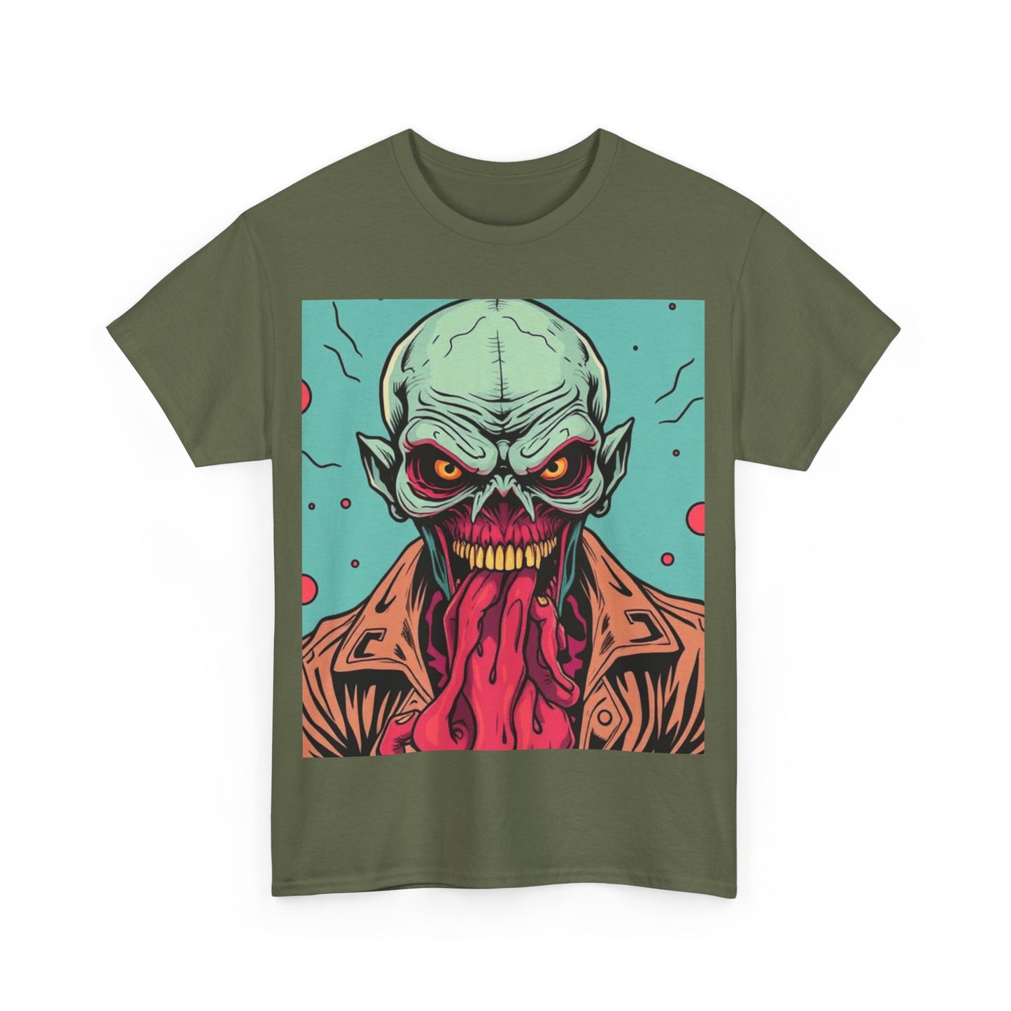 UK - Unisex Heavy Cotton Tee - Retro Zombie Graphic Tee