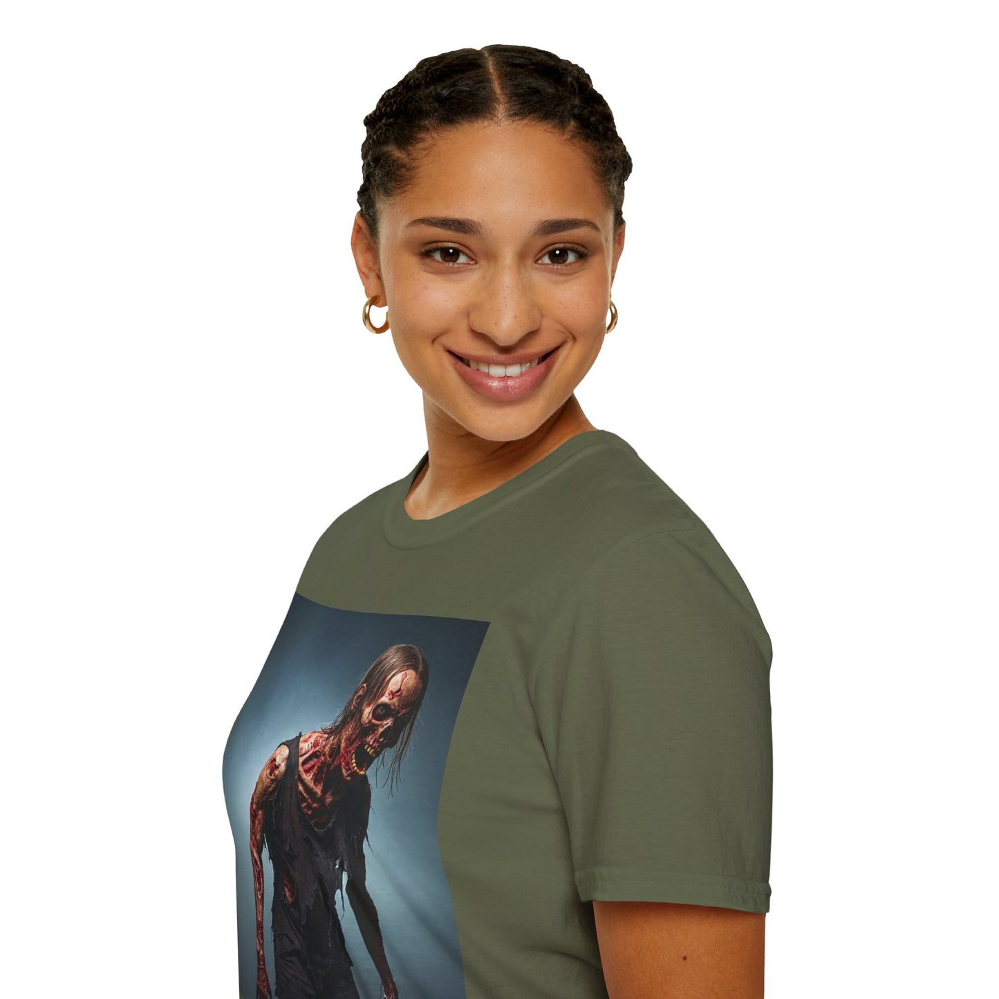 Zombie Graphic Unisex Softstyle T-Shirt - Perfect for Halloween and Horror Fans