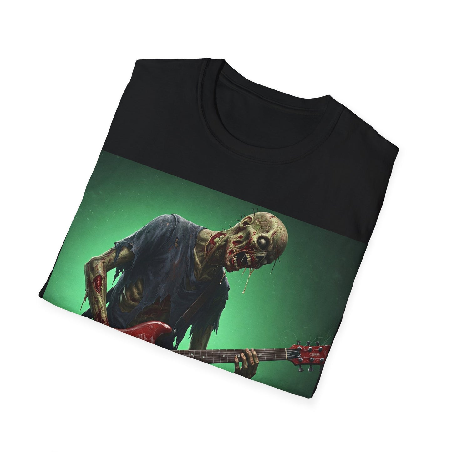 UK - Zombie Rocker Apocalyptic Portrait Tee, bold, decaying zombie graphic