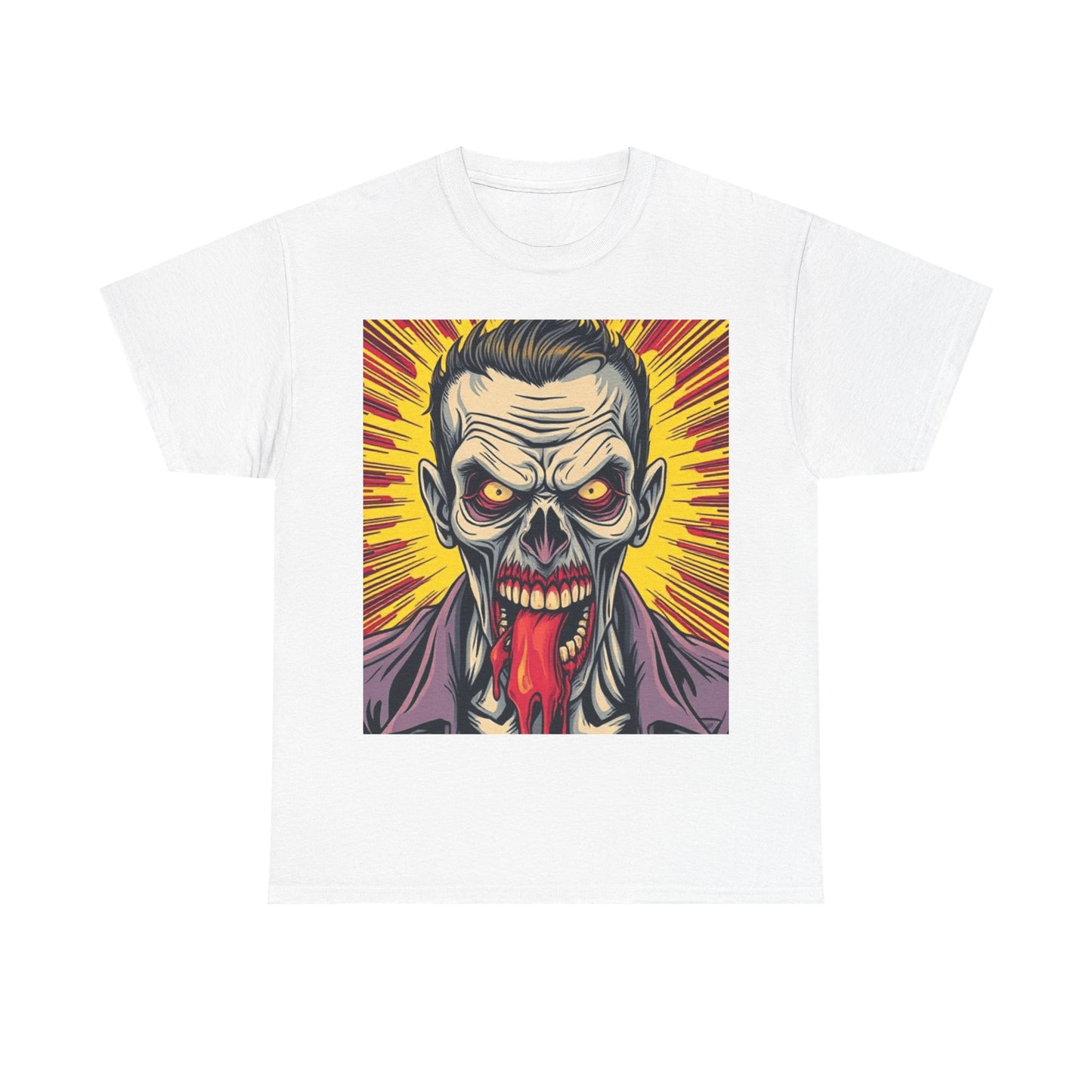 UK - Zombie Horror Graphic Unisex Heavy Cotton Tee - Perfect for Halloween and Fans of Spooky Style