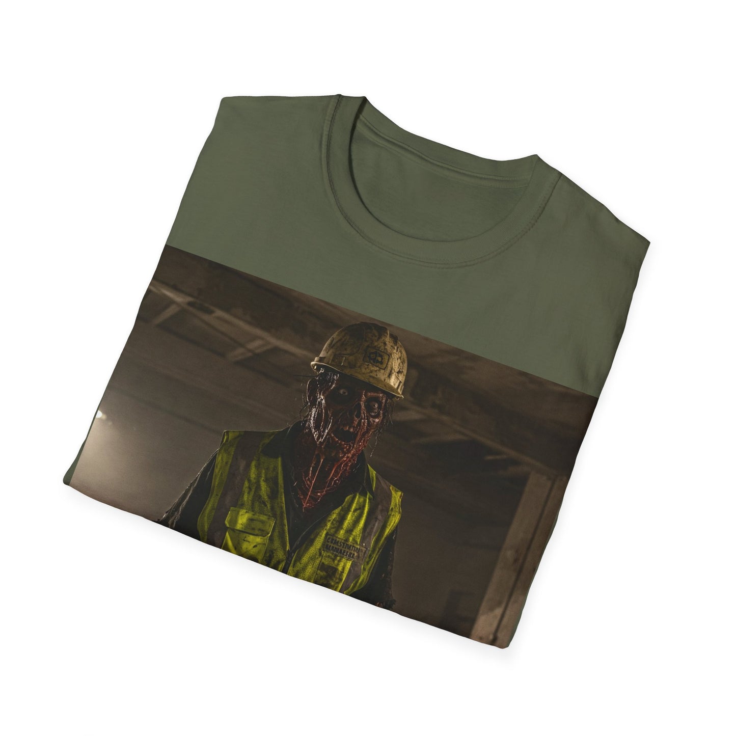 UK - Horror Themed Unisex Softstyle T-Shirt - Creepy Construction Design