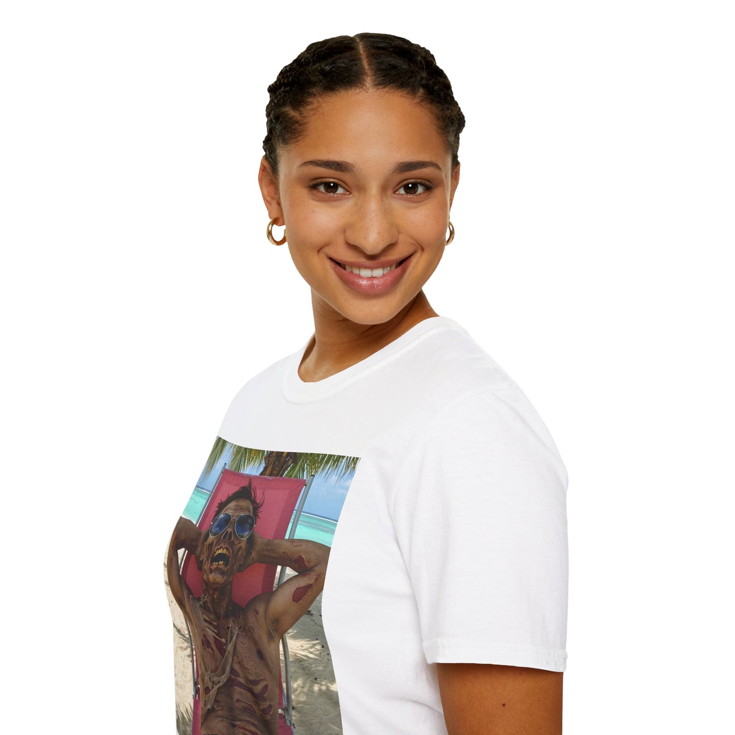 Chill Zombie Unisex Softstyle T-Shirt - Perfect for Beach Days & Halloween