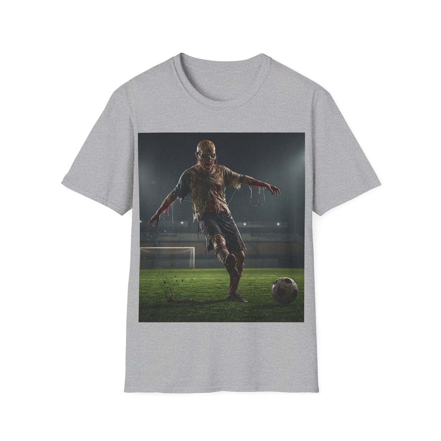 UK - Zombie Soccer Unisex Softstyle T-Shirt - Perfect for Halloween and Sports Lovers