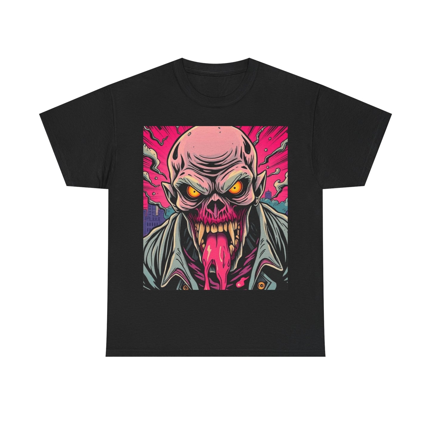UK - Graphic Horror Tee - Unisex Heavy Cotton T-Shirt with Skull Design