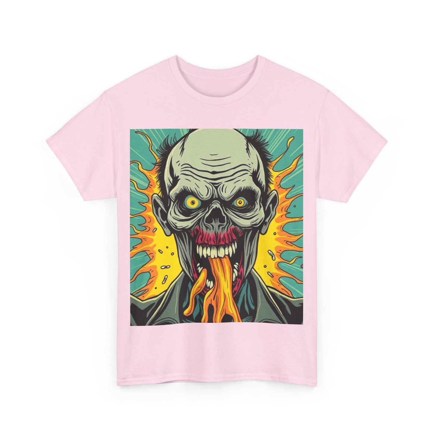 UK - Unisex Heavy Cotton Tee - Fiery Skull Graphic Shirt
