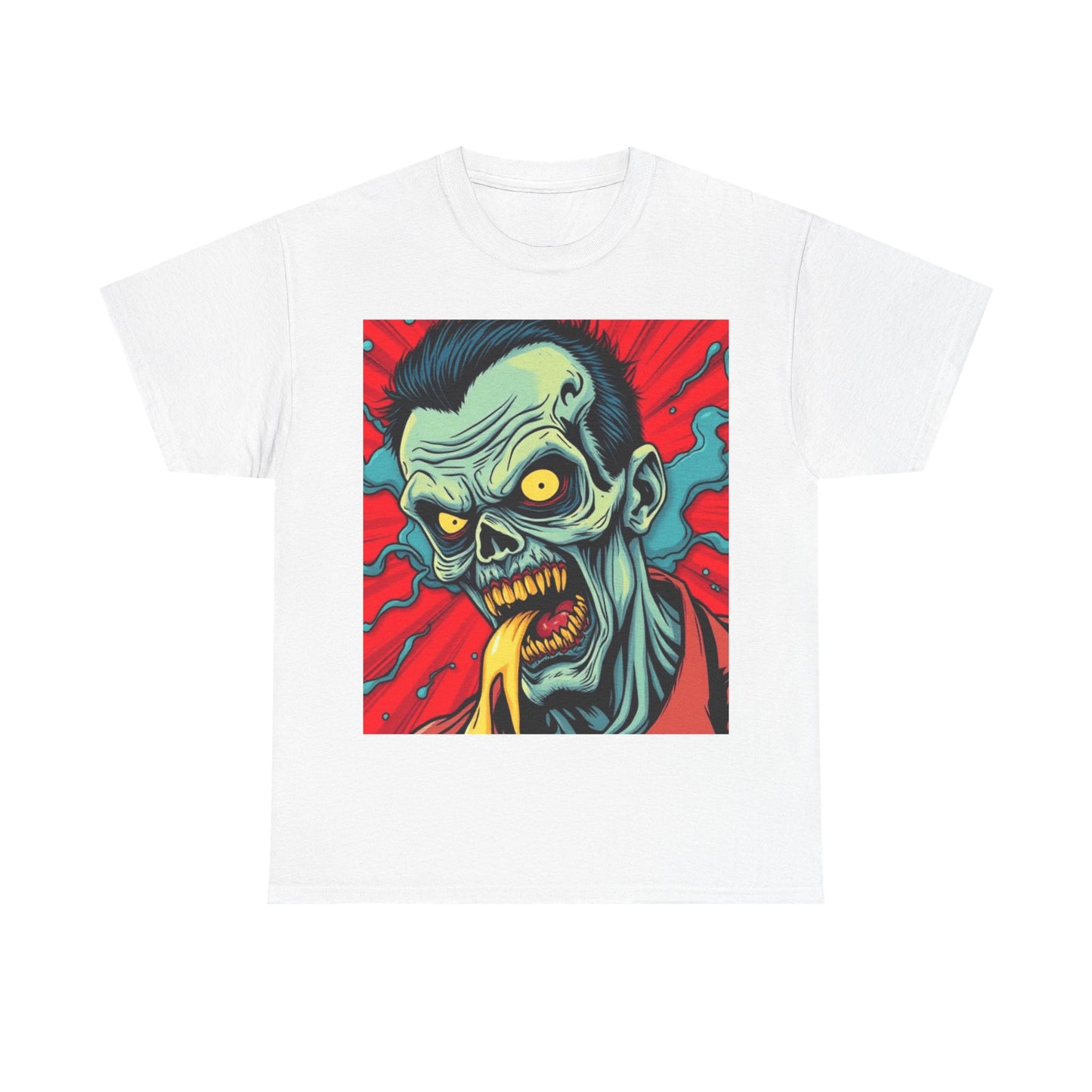 UK - Zombie Art Unisex Heavy Cotton Tee - Retro Horror Graphic Shirt