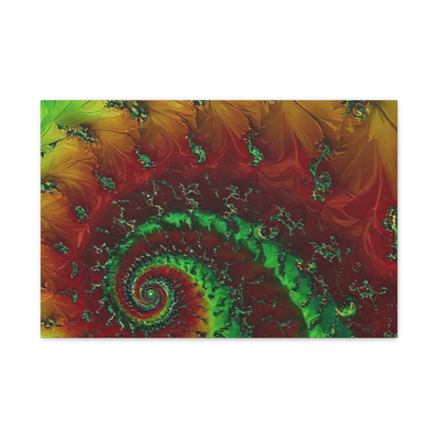 Vibrant Fractal Art Canvas - Green and Red Abstract Wall Decor