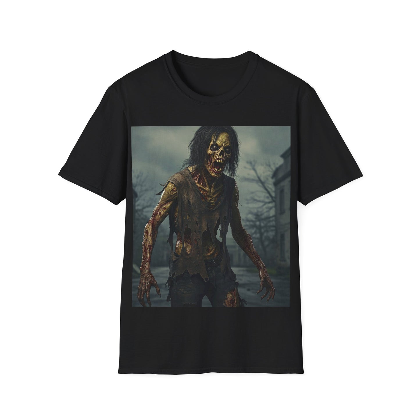 UK - Zombie Apocalyptic Portrait Tee, bold, decaying zombie graphic