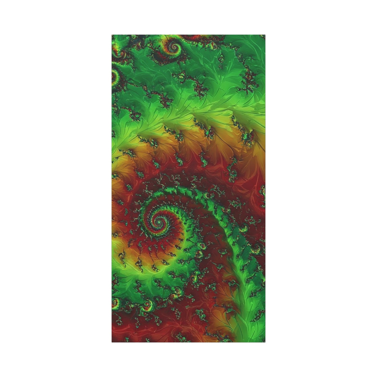 Vibrant Fractal Art Canvas - Green and Red Abstract Wall Decor