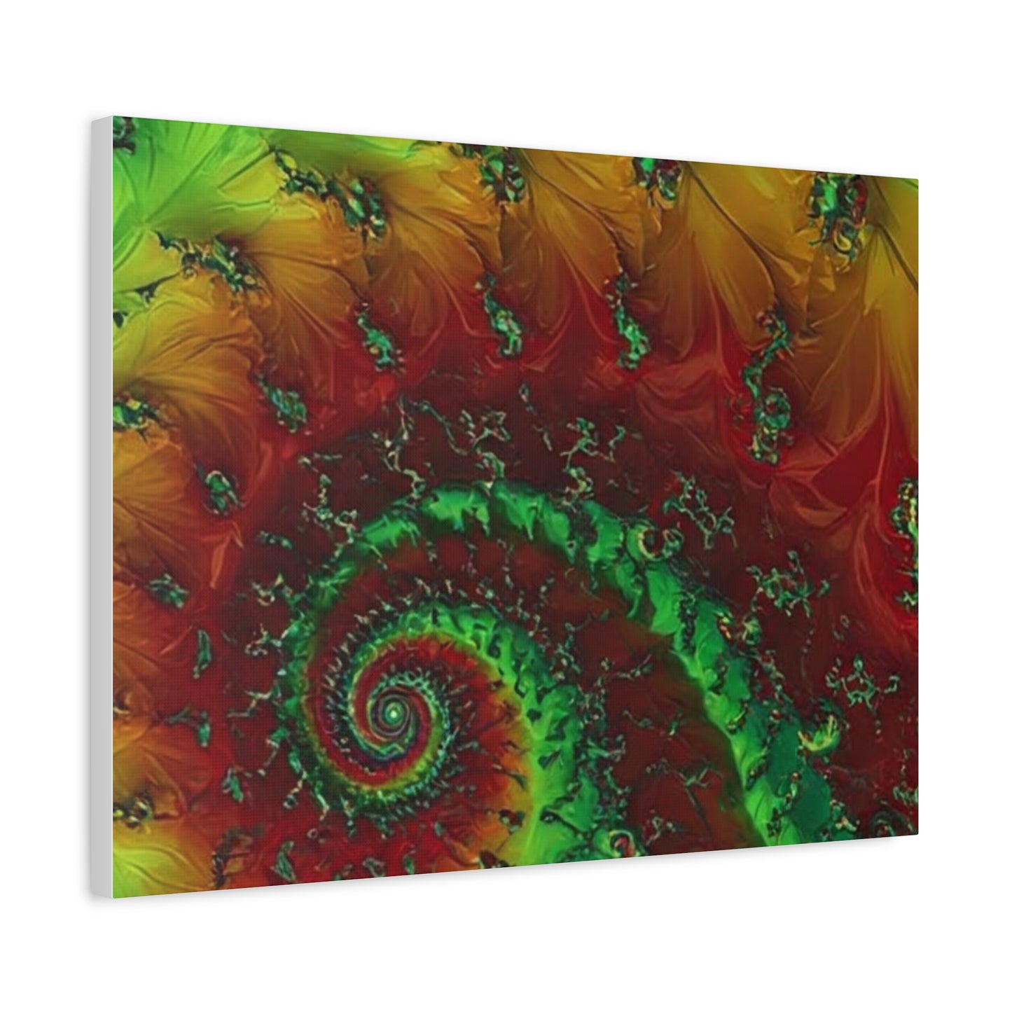 Vibrant Fractal Art Canvas - Green and Red Abstract Wall Decor