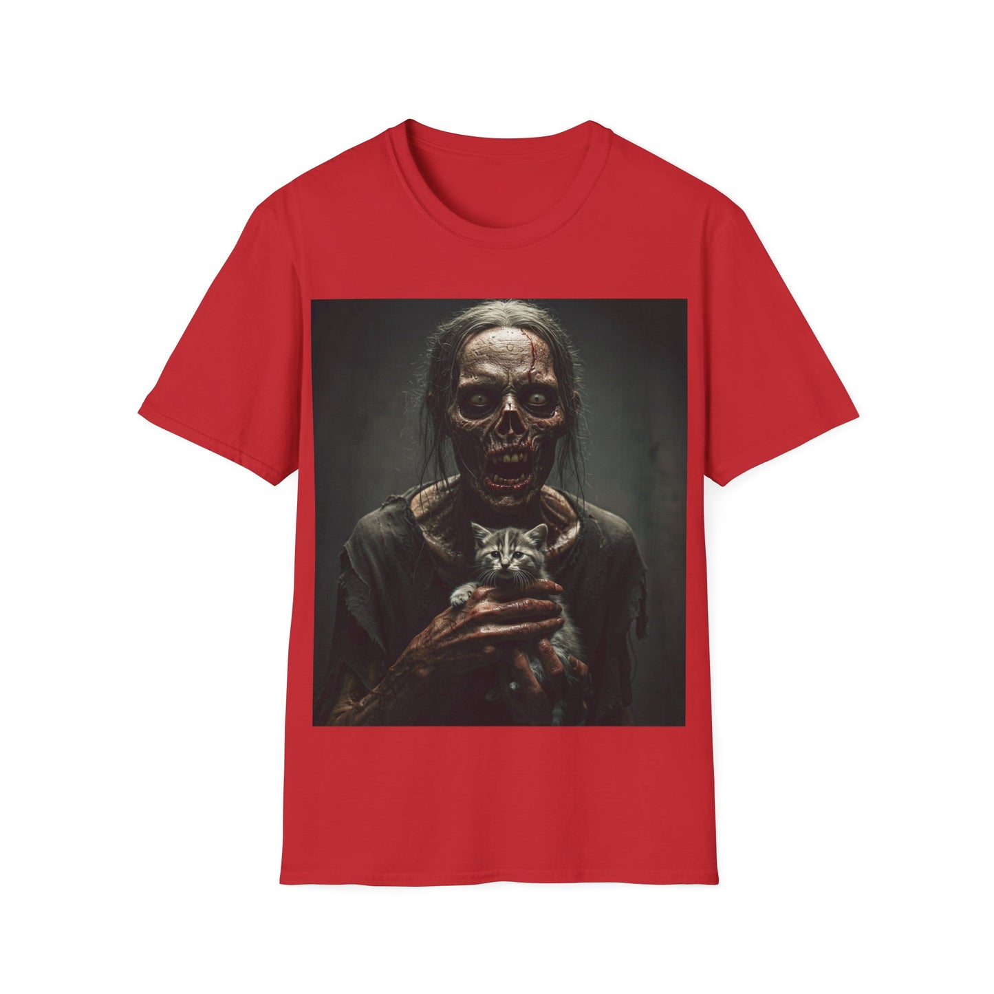 UK - Spooky Cat Lady Apocalyptic Portrait Tee, bold, decaying zombie graphic