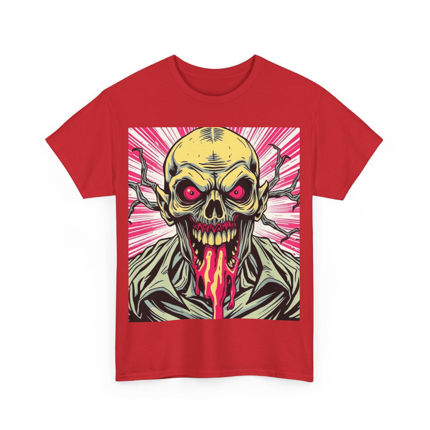 UK - Retro Skull Graphic Unisex Heavy Cotton Tee - Unique Halloween Tee