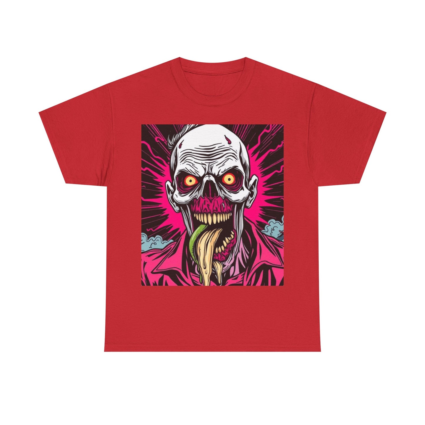 UK - Unisex Heavy Cotton Tee - Spooky Skull Art Graphic Tee