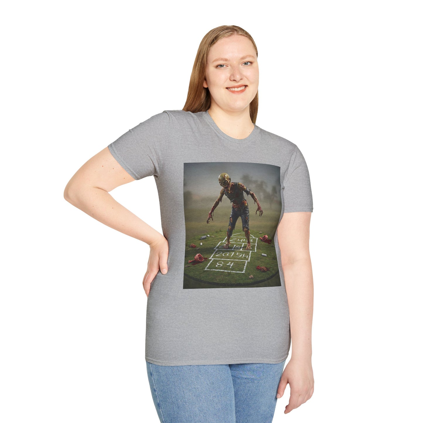 Unisex Zombie Hopscotch T-Shirt - Perfect for Halloween or Casual Wear