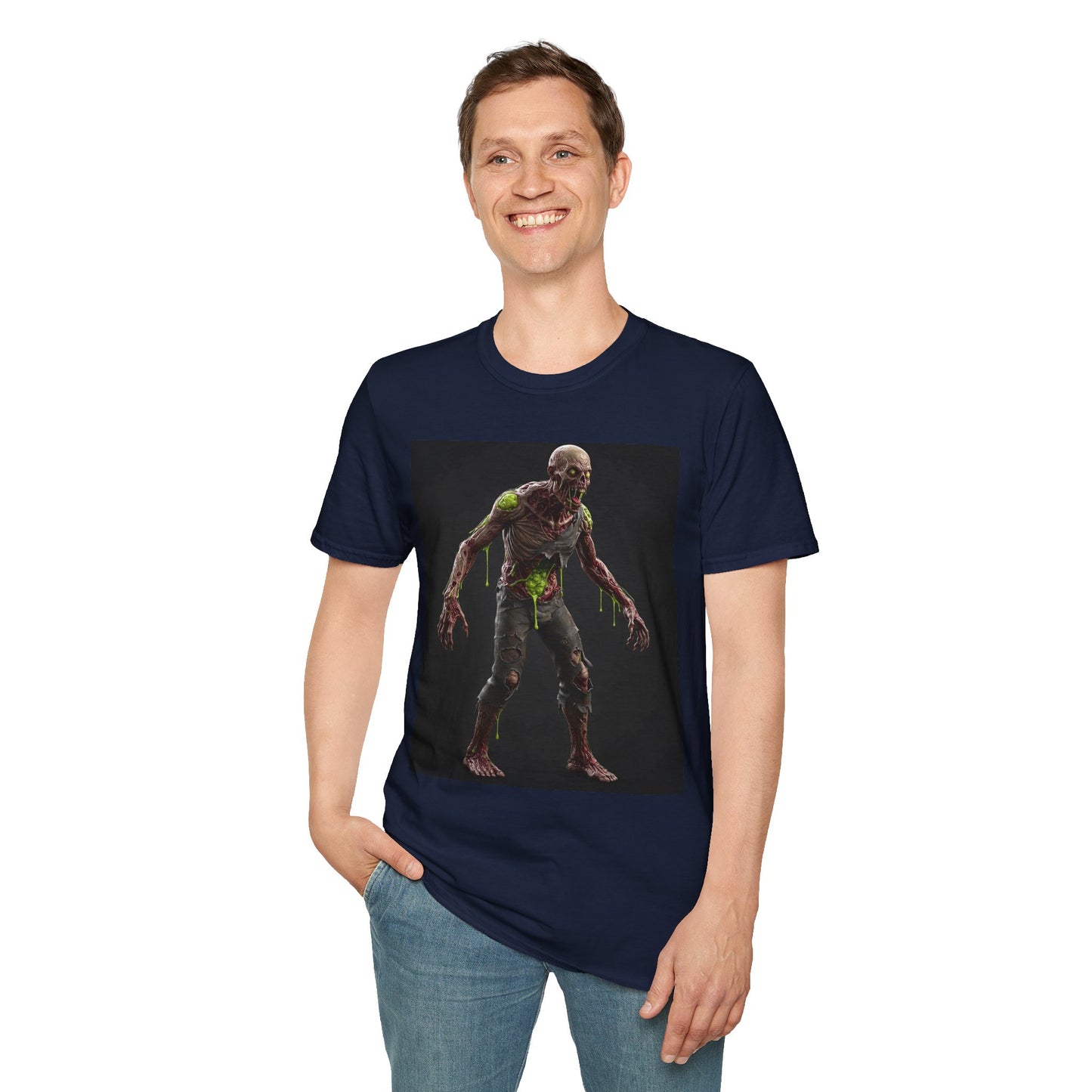 Zombie Graphic Unisex Softstyle T-Shirt - Perfect for Halloween and Horror Fans