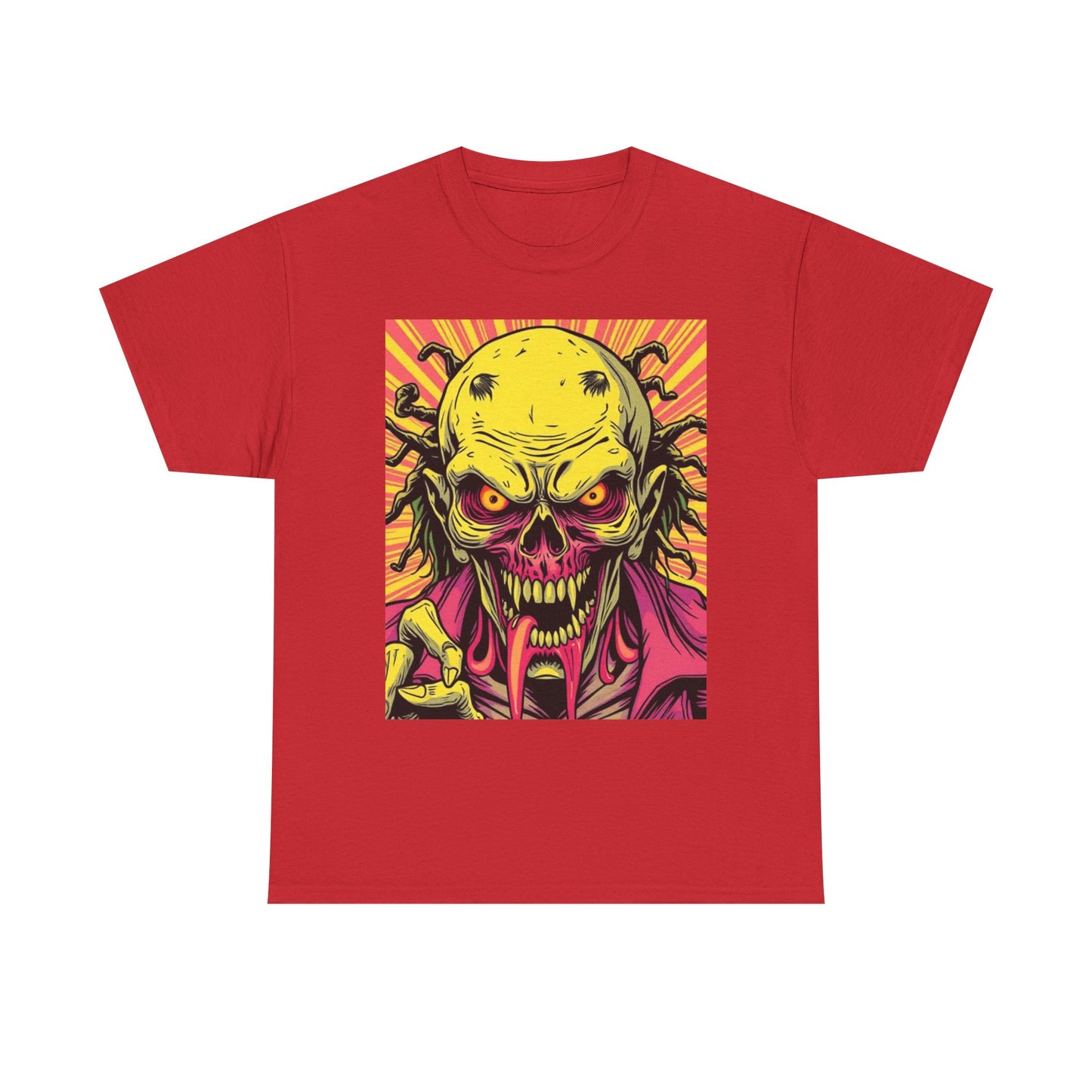 Unisex Heavy Cotton Tee - Spooky Skeleton Design for Halloween
