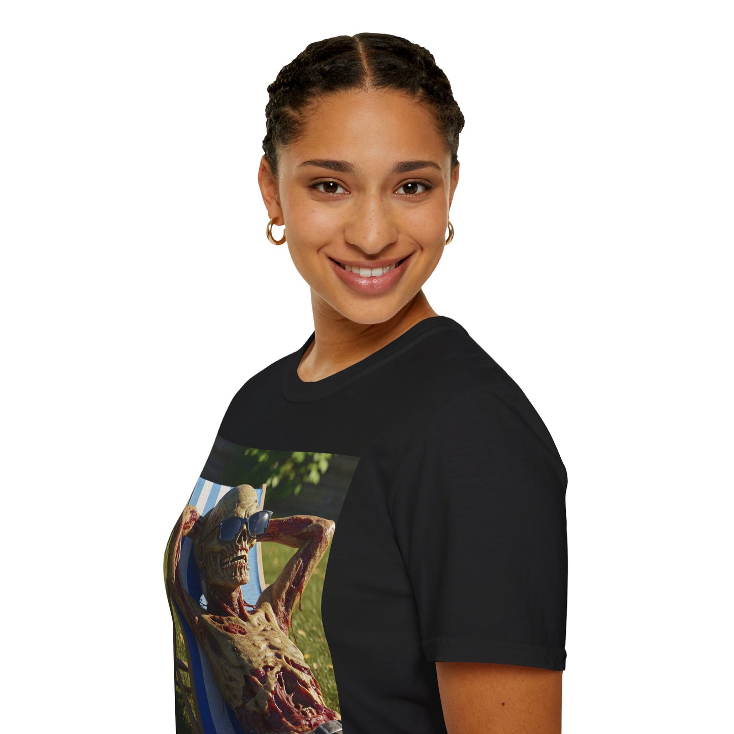 Chillin' Skeleton Unisex Softstyle T-Shirt - Casual Halloween Vibe