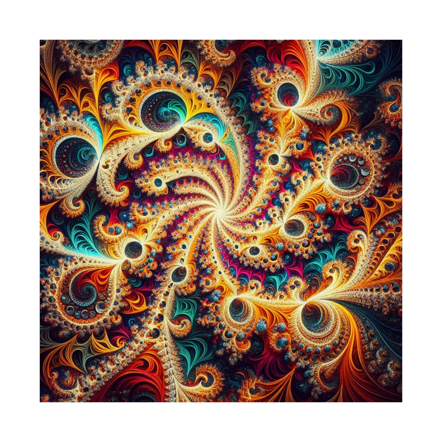 Vibrant Fractal Art Poster - Eye-Catching Matte Vertical Design for Modern Interiors