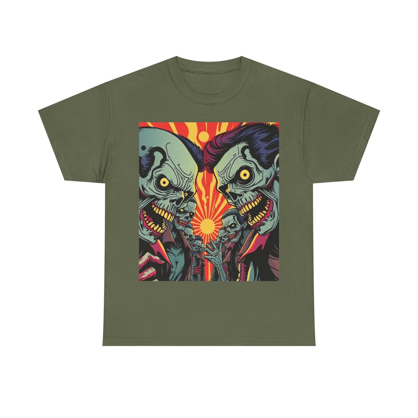 UK - Retro Zombie Clash Unisex Heavy Cotton Tee