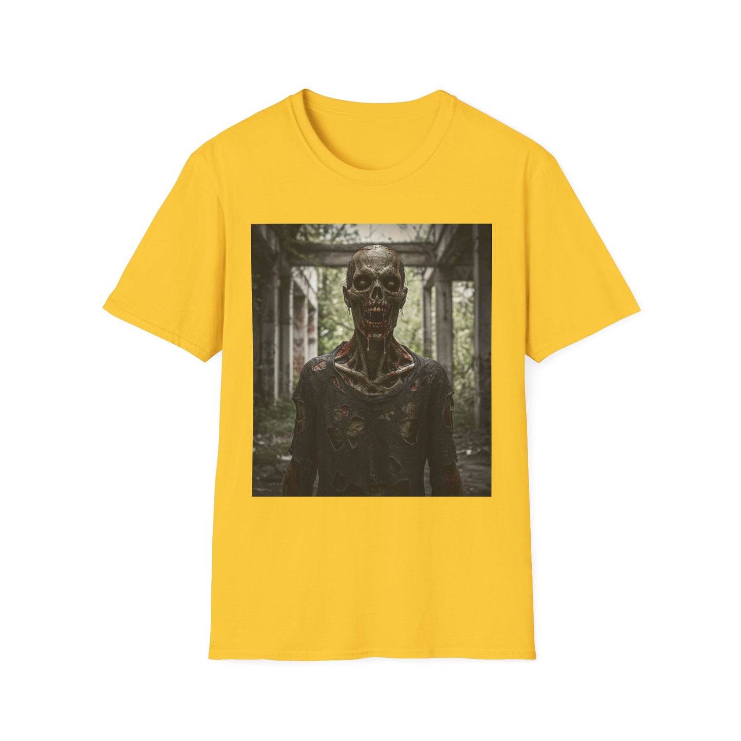 Apocalyptic Portrait Tee, bold, decaying zombie graphic