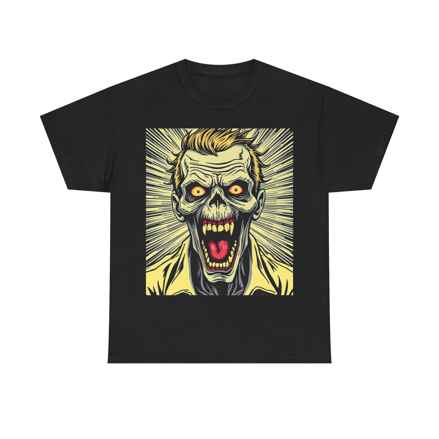 UK - Screaming Zombie Unisex Heavy Cotton Tee - Perfect for Halloween and Horror Fans