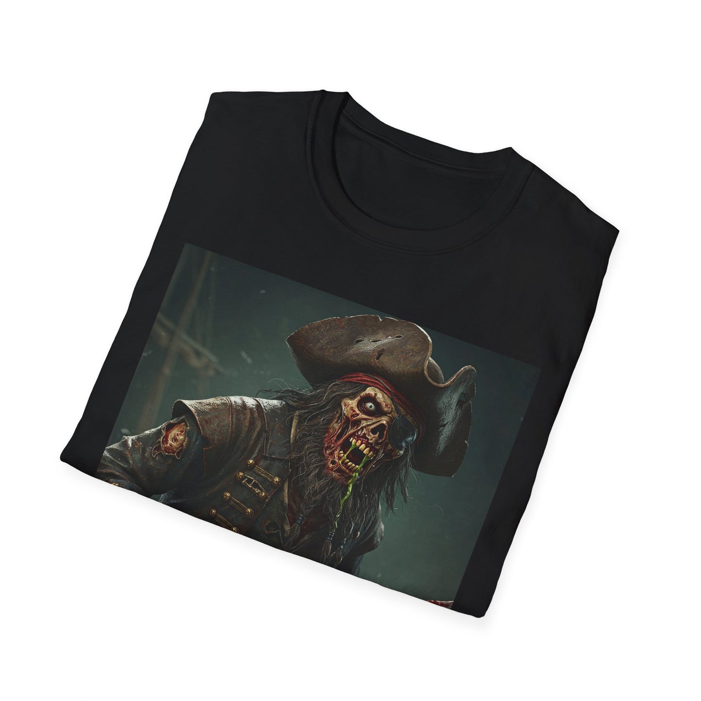 Zombie Pirate Graphic Unisex T-Shirt - Perfect for Halloween and Casual Wear