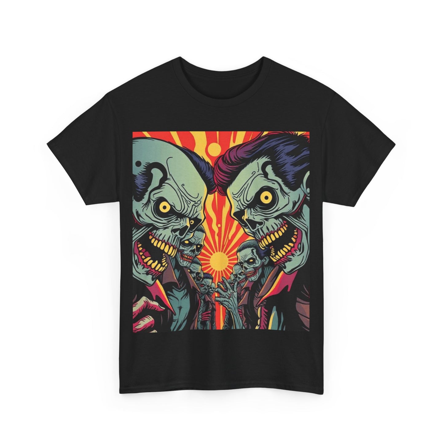 UK - Retro Zombie Clash Unisex Heavy Cotton Tee