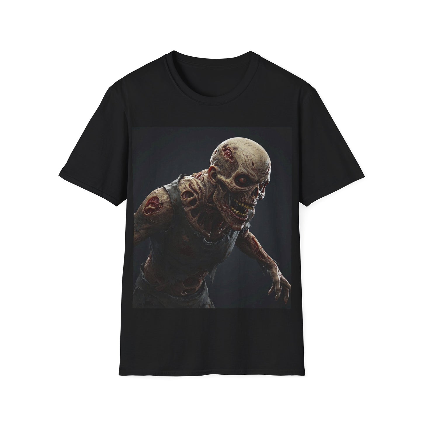 UK - Creepy Skeleton Graphic Unisex Softstyle T-Shirt - Perfect for Halloween & Horror Fans