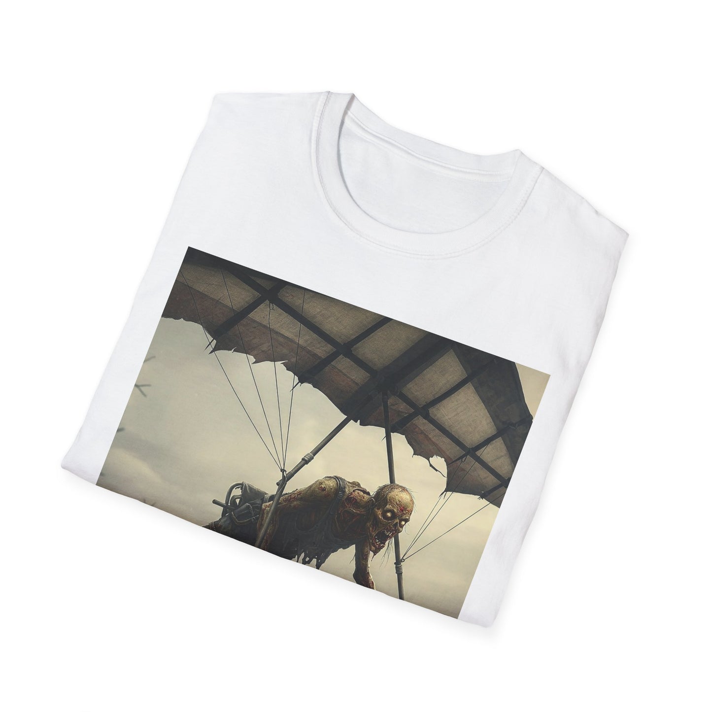 Zombie Parachute Unisex Softstyle T-Shirt - Perfect for Halloween and Horror Fans