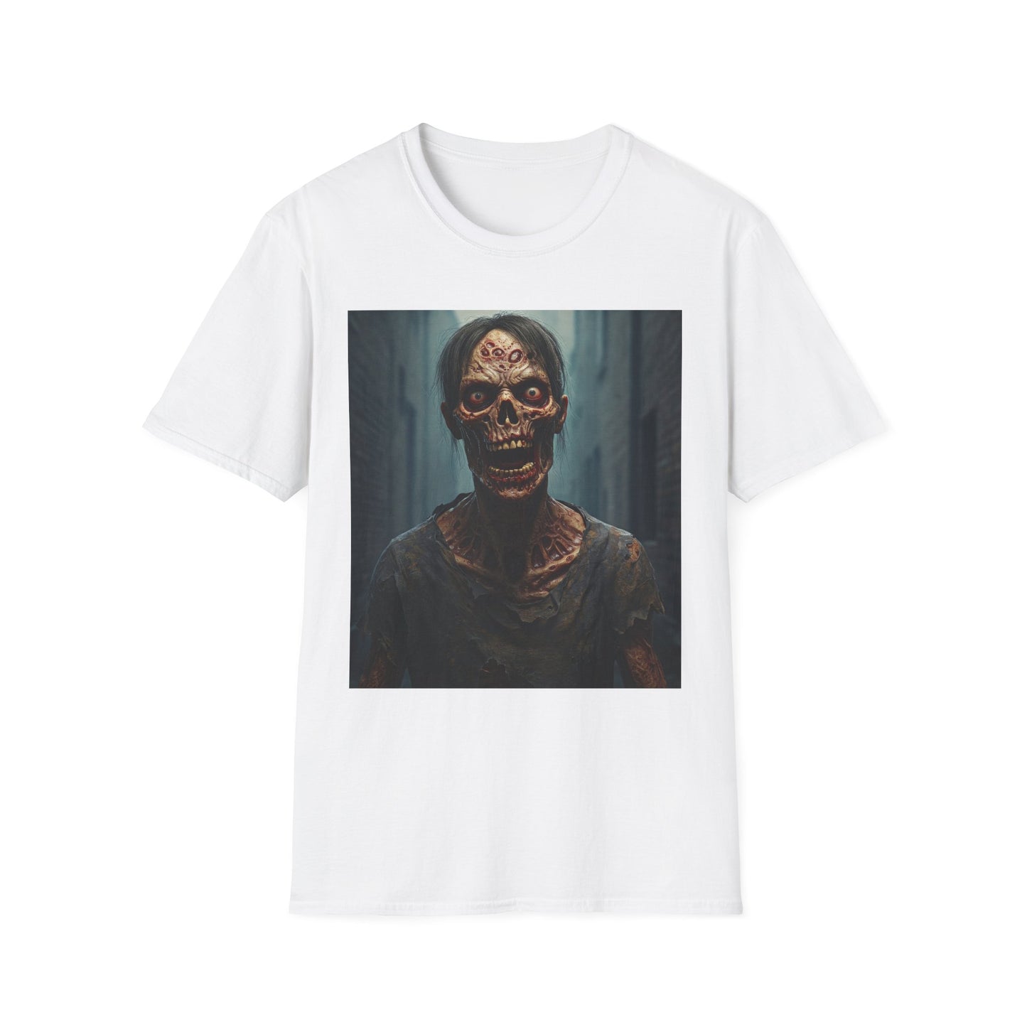 Apocalyptic Portrait Tee, bold, decaying zombie graphic