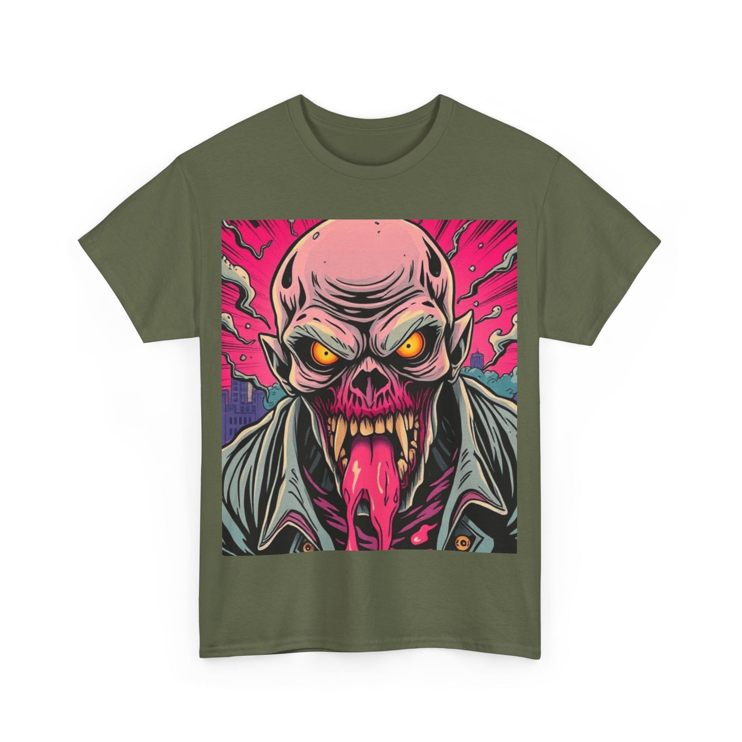 UK - Graphic Horror Tee - Unisex Heavy Cotton T-Shirt with Skull Design