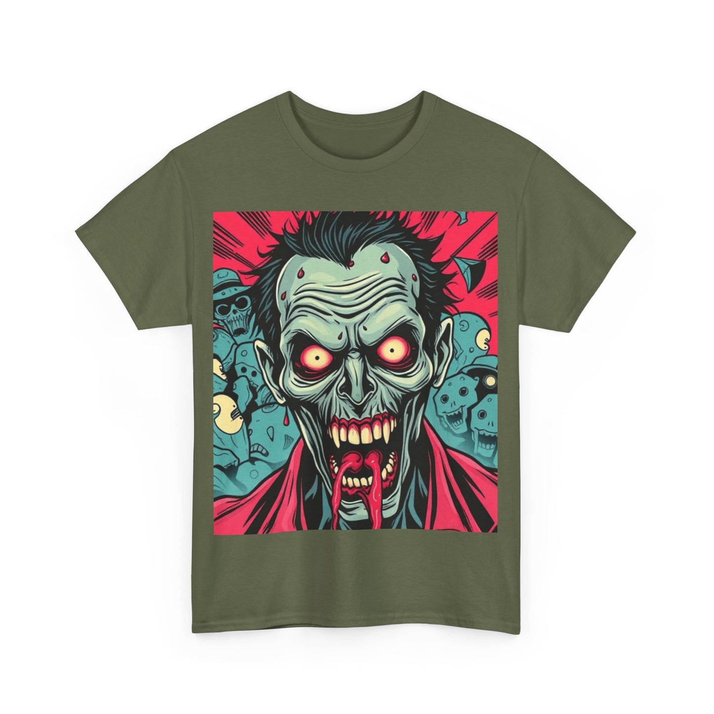UK - Unisex Heavy Cotton Tee - Spooky Zombie Graphic Tee for Halloween