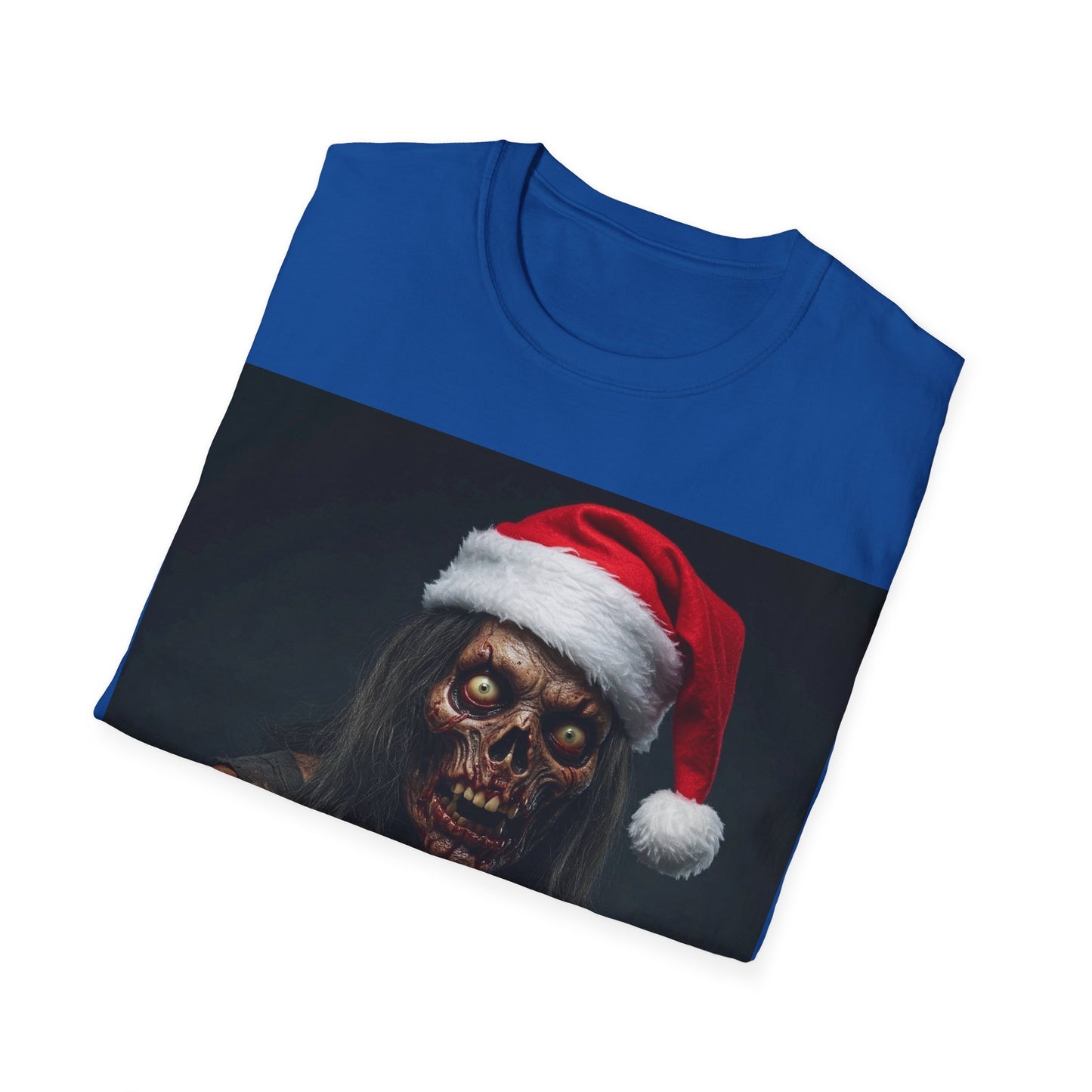 UK - Festive Zombie and Cat Apocalyptic Portrait Tee, bold, decaying zombie graphic