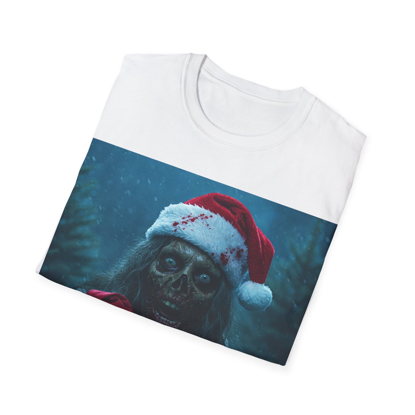 UK - Spooky Christmas Apocalyptic Portrait Tee, bold, decaying zombie graphic cat