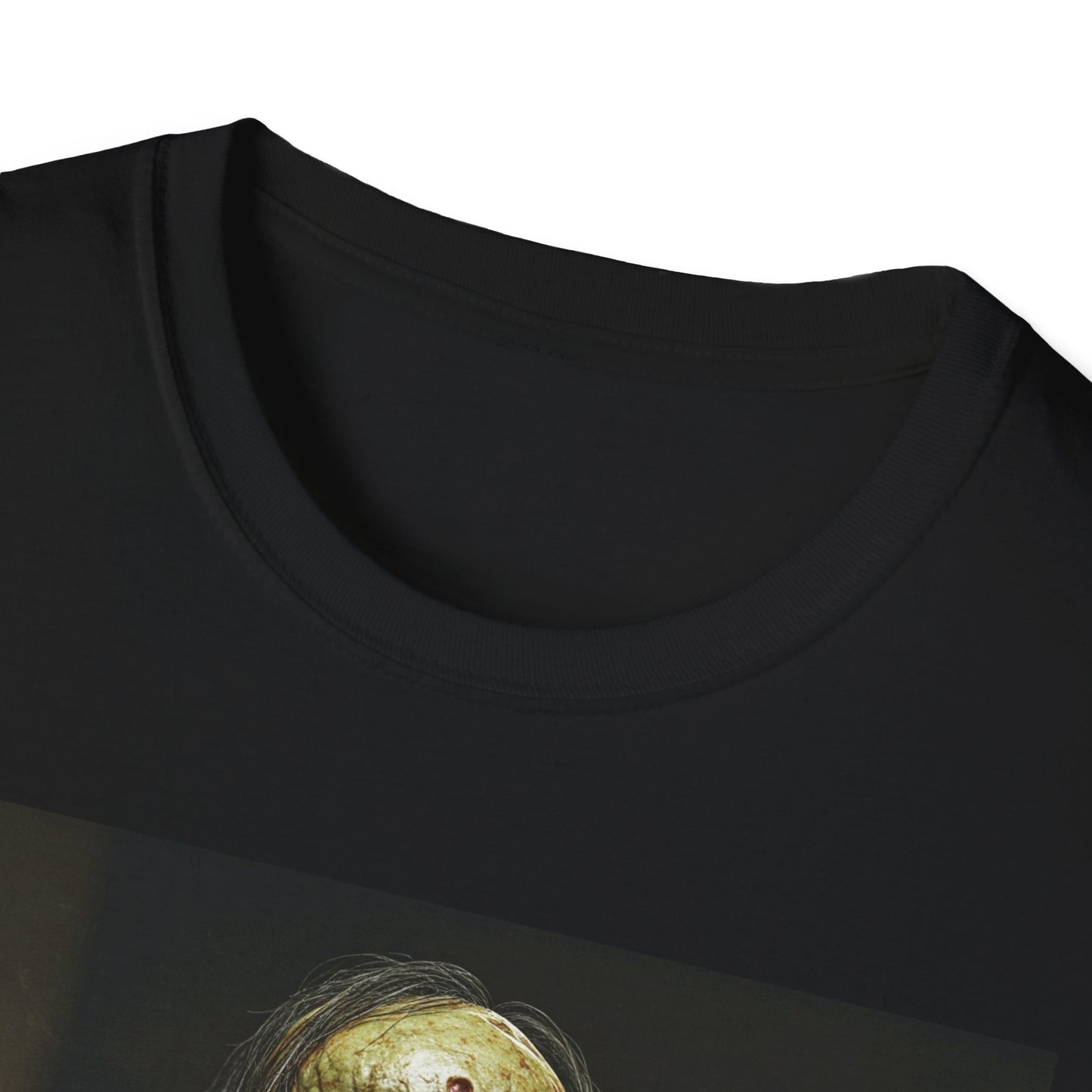 Creepy Horror-Themed Unisex Softstyle T-Shirt for Halloween
