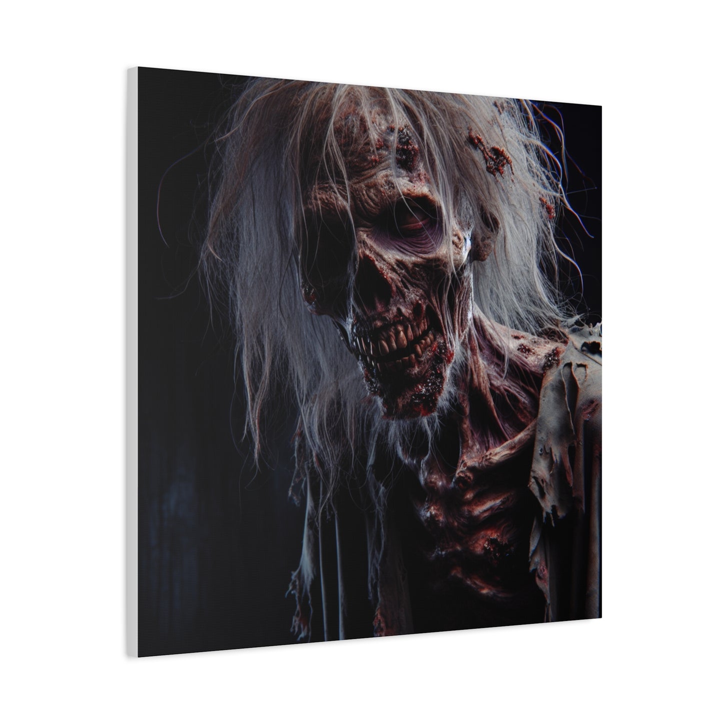 Creepy Zombie Wall Art Canvas - 12" Horror Decor