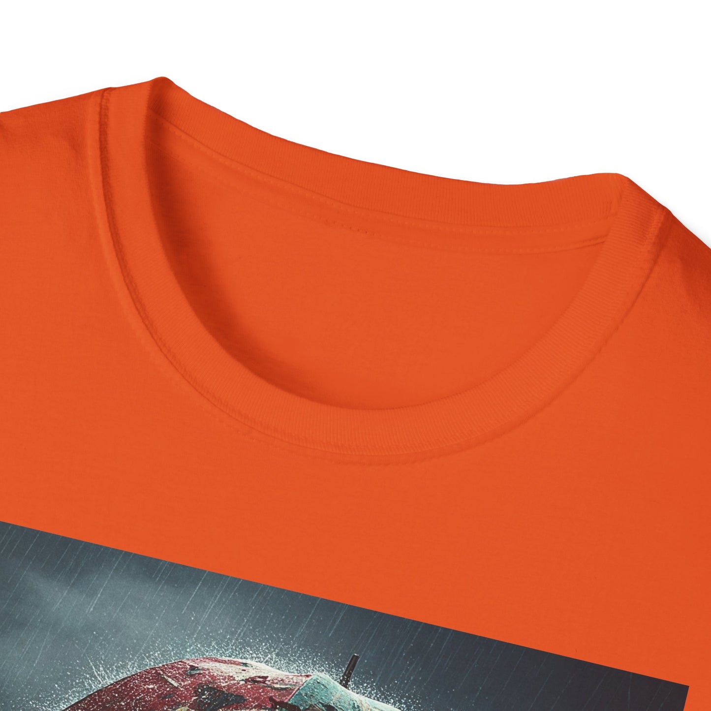 Unisex Softstyle T-Shirt - Creepy Skeleton with Umbrella Design - Perfect for Halloween