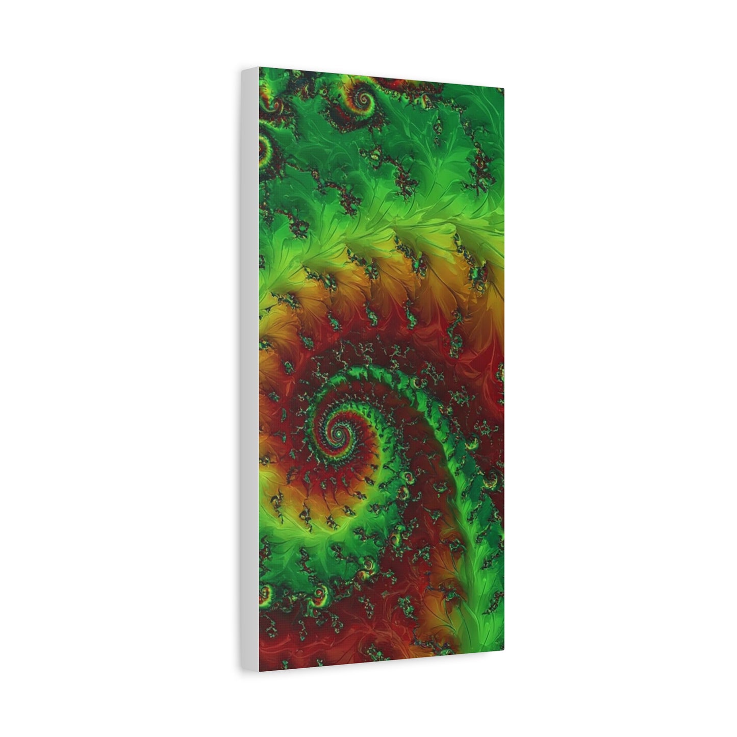 Vibrant Fractal Art Canvas - Green and Red Abstract Wall Decor