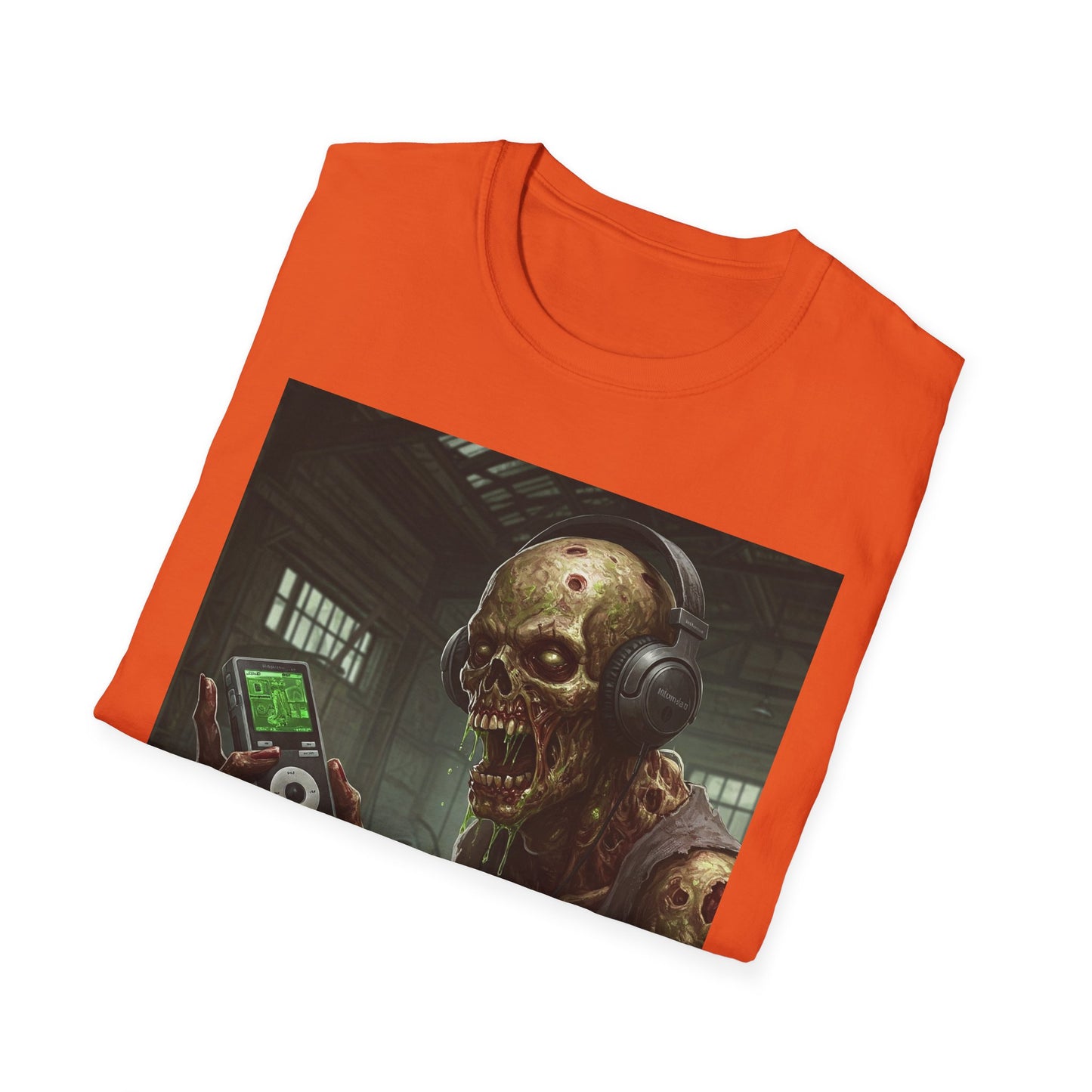 Zombie Listening to Music Unisex Softstyle T-Shirt