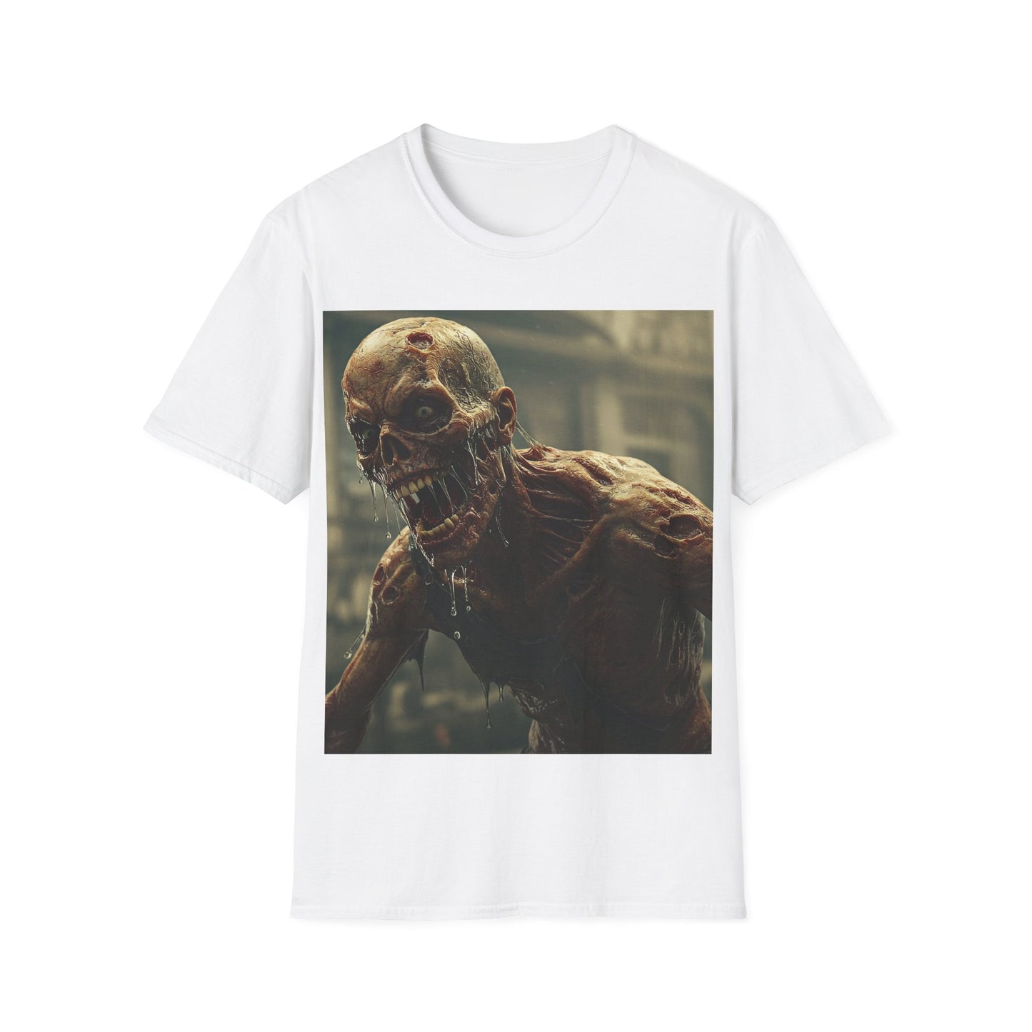 UK - Unisex Softstyle Zombie Graphic T-Shirt - Spooky Halloween Tee