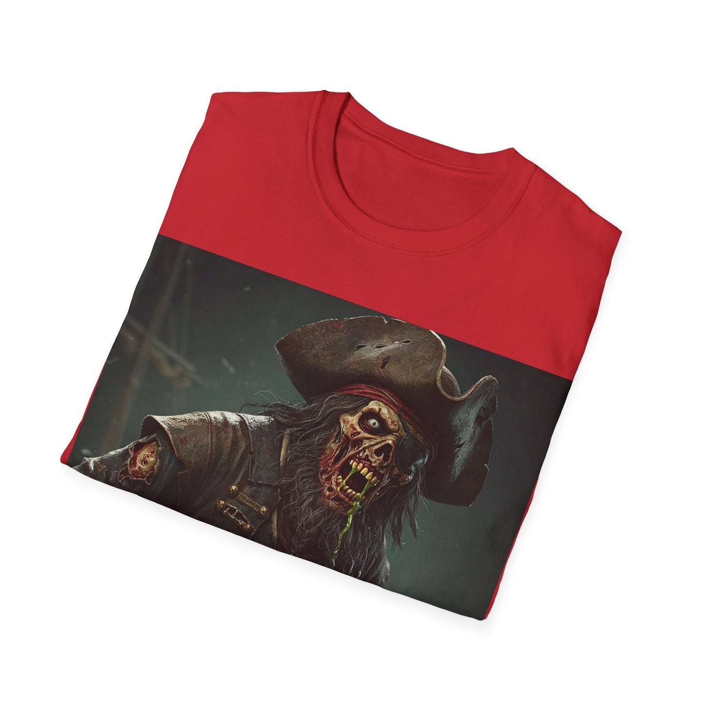 UK - Zombie Pirate Graphic Unisex T-Shirt - Perfect for Halloween and Casual Wear