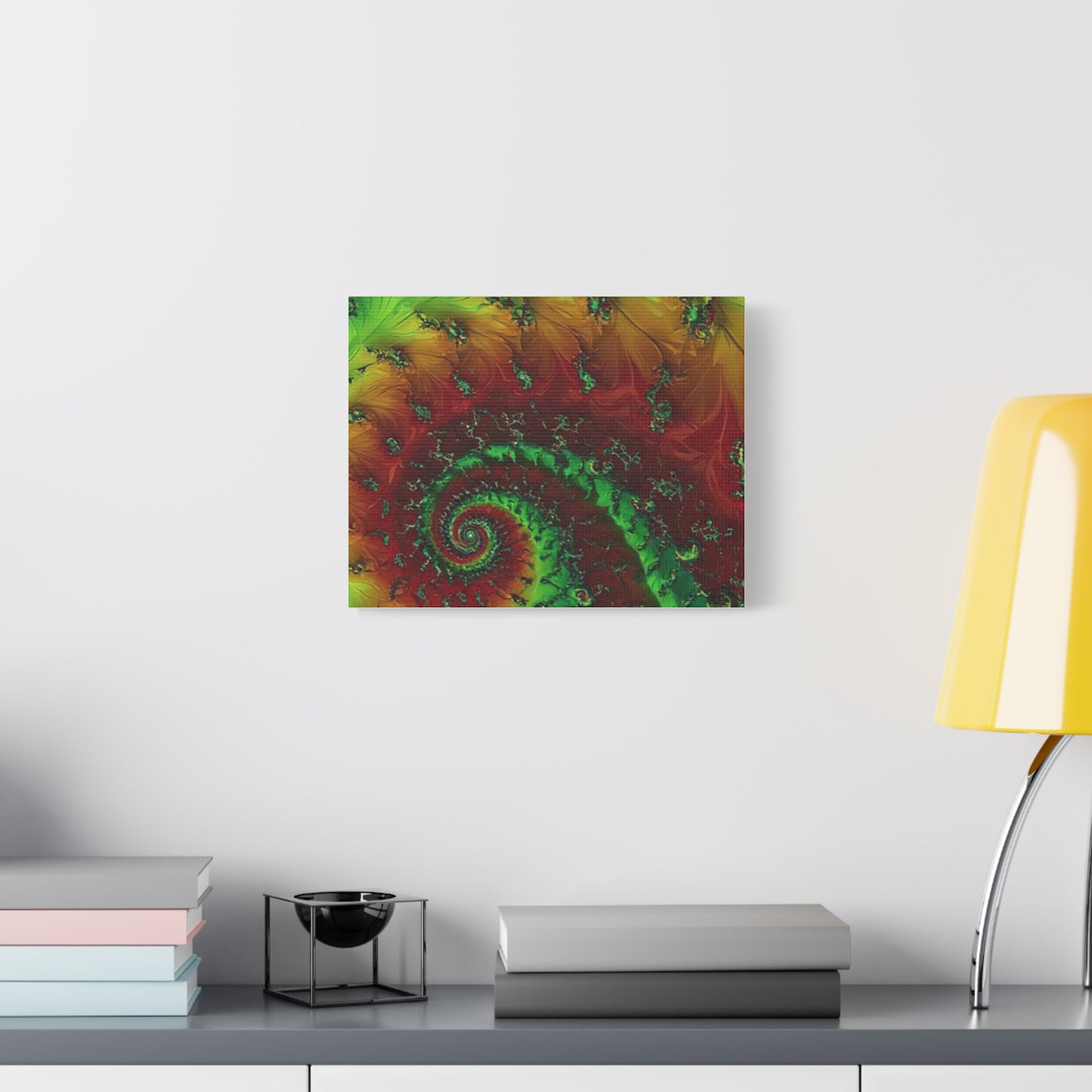 Vibrant Fractal Art Canvas - Green and Red Abstract Wall Decor