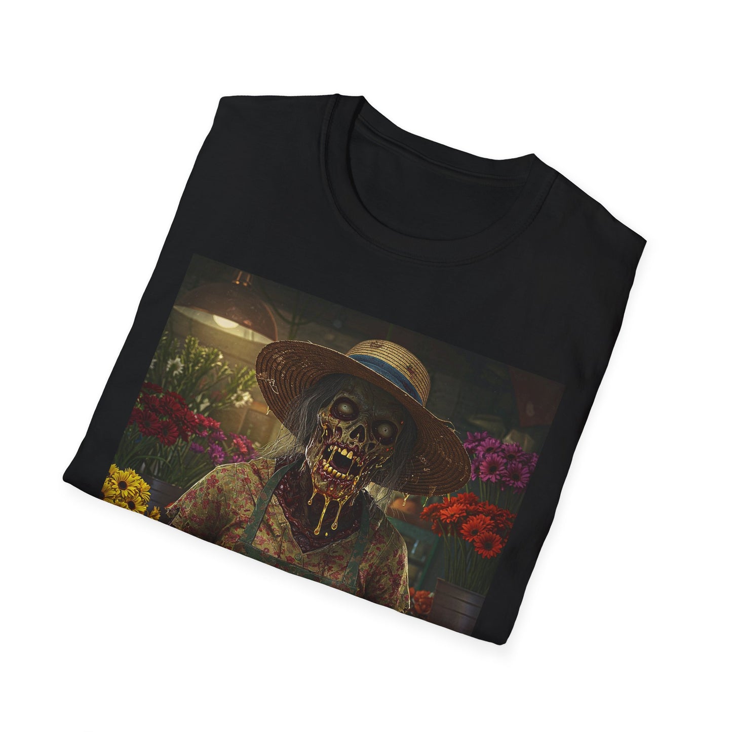 Unisex Softstyle T-Shirt - Vintage Floral Skeleton Design for Halloween