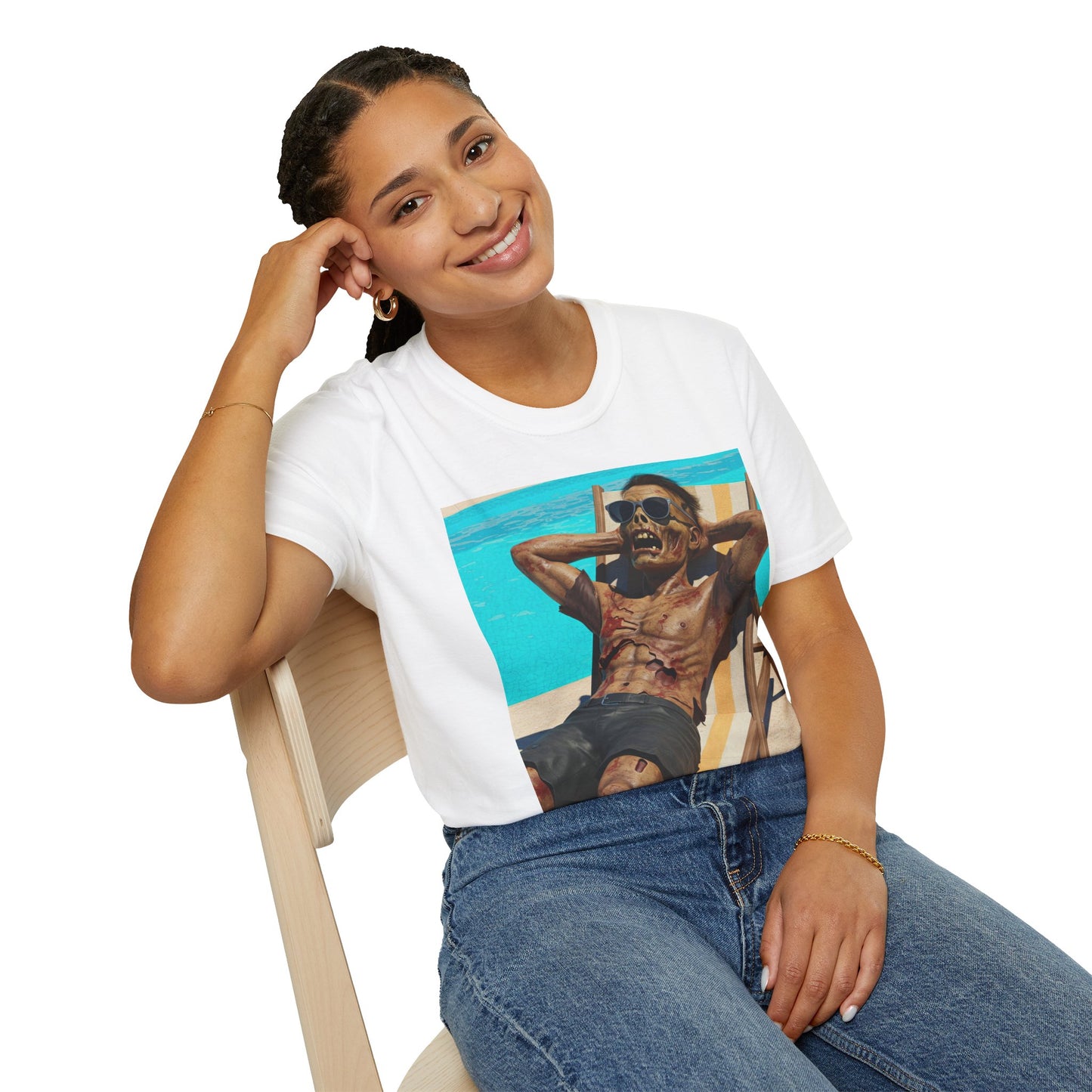 Zombie Relaxation Unisex Softstyle T-Shirt - Perfect for Halloween and Casual Outings