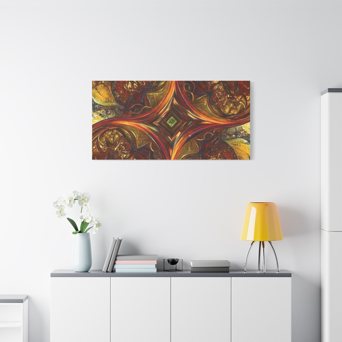 Abstract Art Matte Canvas Wall Decor - Vibrant Fractal Design, Colorful Home Accent